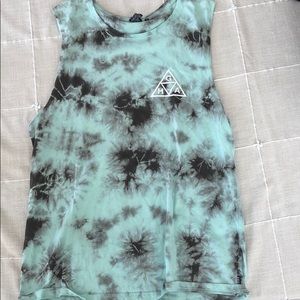GREEN AND BLACK TIEDYE TANK